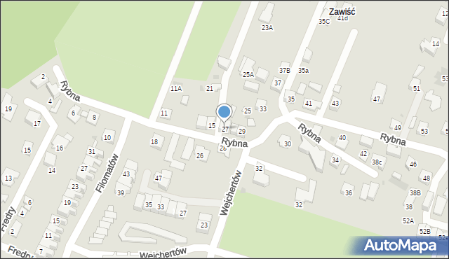 Tychy, Rybna, 27, mapa Tychów