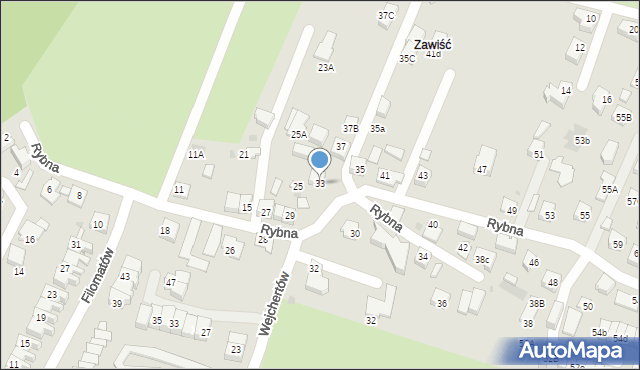 Tychy, Rybna, 33, mapa Tychów