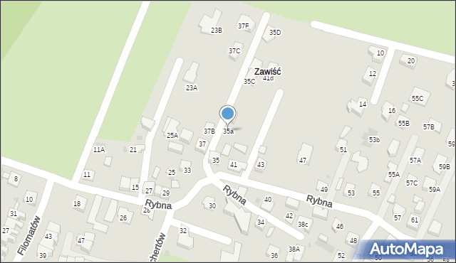 Tychy, Rybna, 35a, mapa Tychów