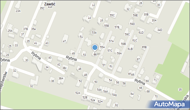 Tychy, Rybna, 55, mapa Tychów