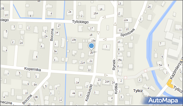 Tylicz, Rynek, 20, mapa Tylicz