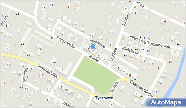 Tyszowce, Rynek, 17, mapa Tyszowce