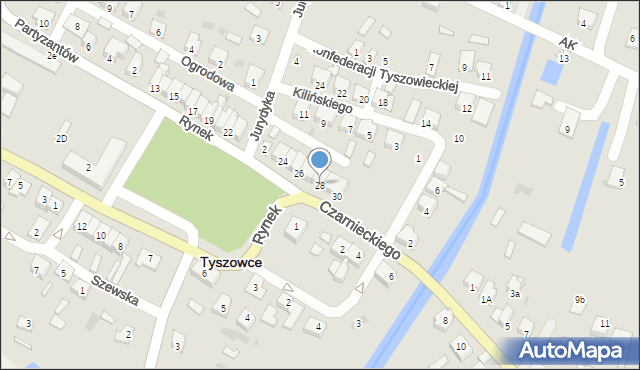Tyszowce, Rynek, 28, mapa Tyszowce