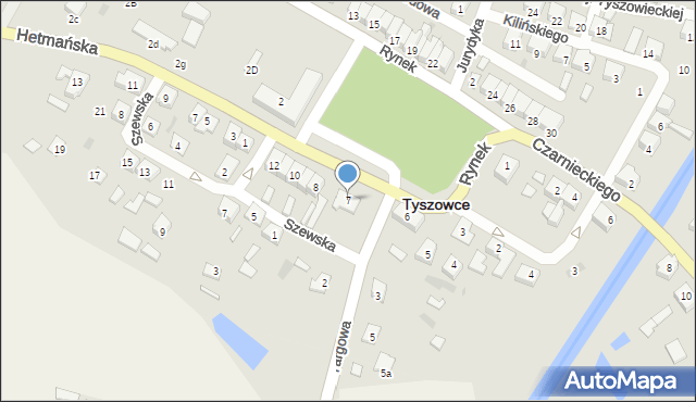 Tyszowce, Rynek, 7, mapa Tyszowce