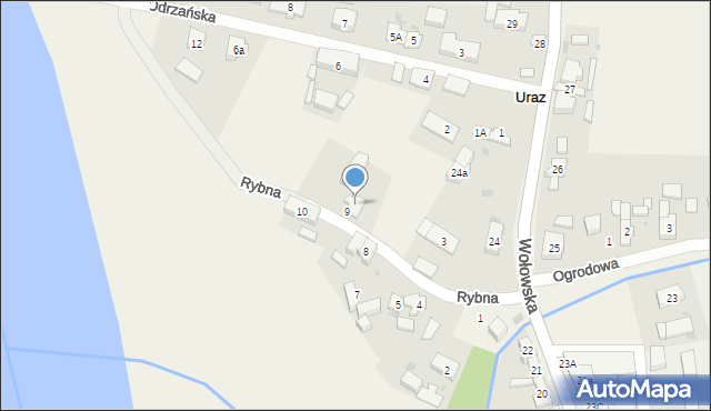 Uraz, Rybna, 5, mapa Uraz