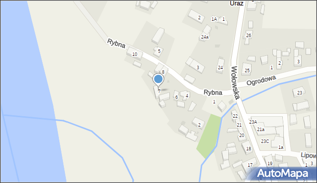 Uraz, Rybna, 7, mapa Uraz