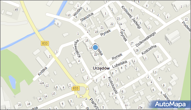 Urzędów, Rynek, 12, mapa Urzędów