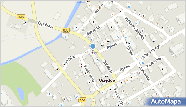 Urzędów, Rynek, 15, mapa Urzędów