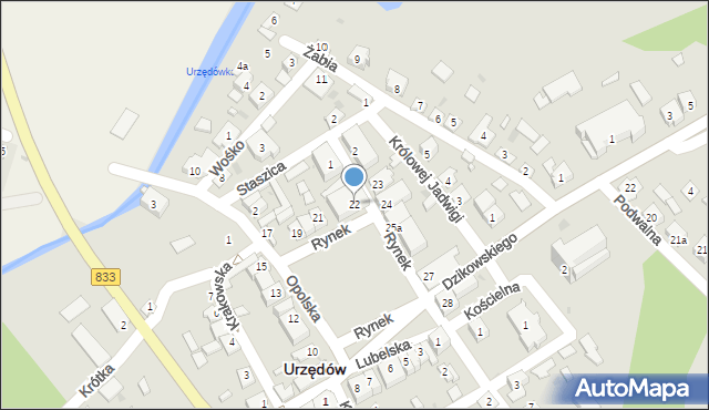 Urzędów, Rynek, 22, mapa Urzędów