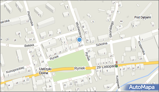 Ustrzyki Dolne, Rynek, 11, mapa Ustrzyki Dolne