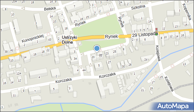 Ustrzyki Dolne, Rynek, 21, mapa Ustrzyki Dolne