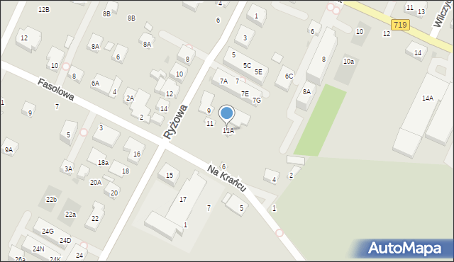 Warszawa, Ryżowa, 11A, mapa Warszawy