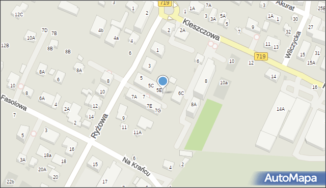 Warszawa, Ryżowa, 5F, mapa Warszawy