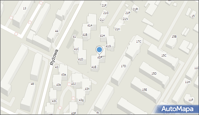 Warszawa, Ryżowa, 41F, mapa Warszawy