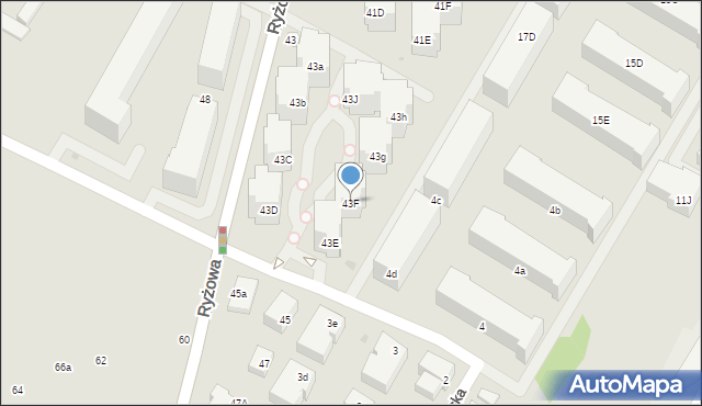 Warszawa, Ryżowa, 43F, mapa Warszawy