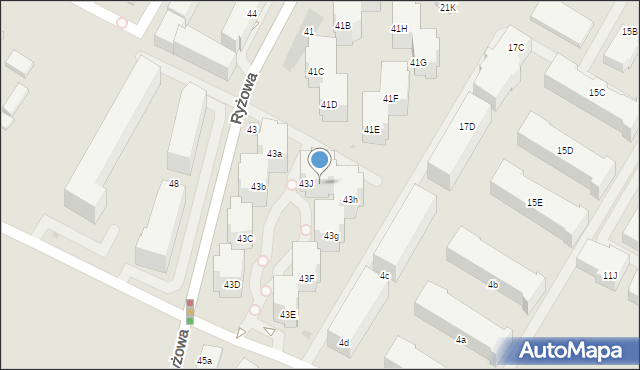 Warszawa, Ryżowa, 43i, mapa Warszawy