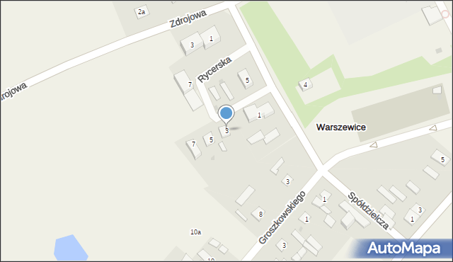 Warszewice, Rycerska, 3, mapa Warszewice