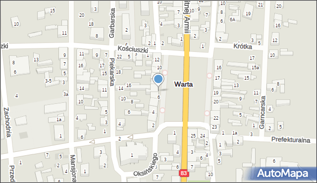 Warta, Rynek Reymonta Władysława, 6A, mapa Warta