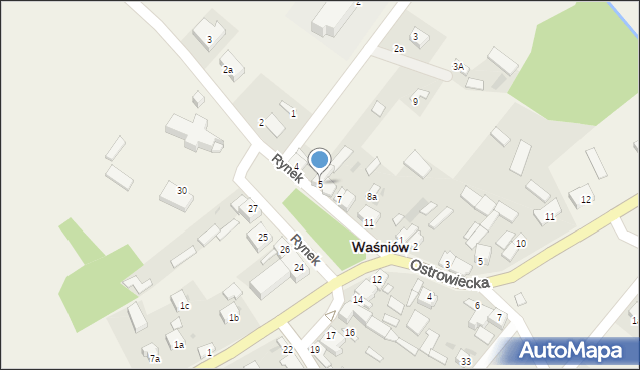 Waśniów, Rynek, 5, mapa Waśniów