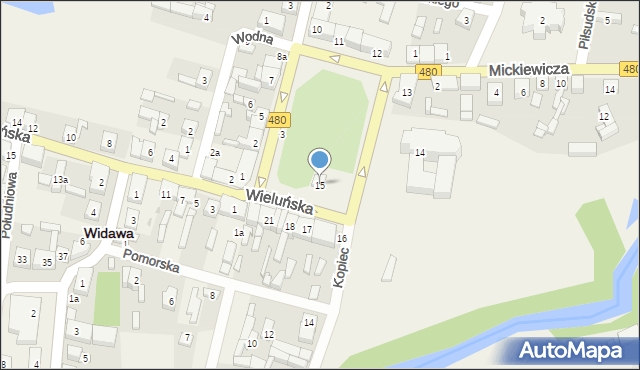 Widawa, Rynek Kościuszki Tadeusza, gen., 15, mapa Widawa