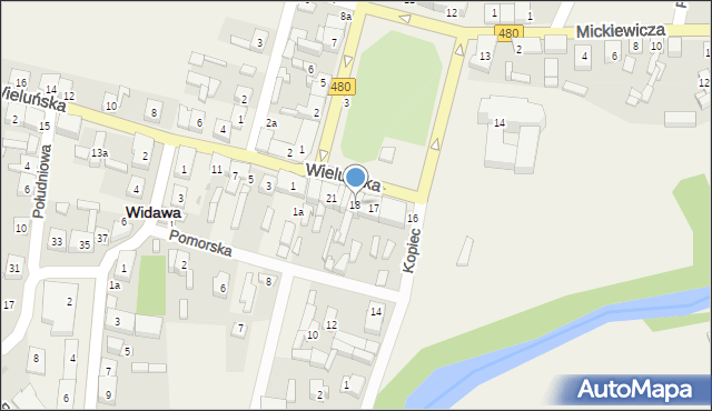 Widawa, Rynek Kościuszki Tadeusza, gen., 18, mapa Widawa