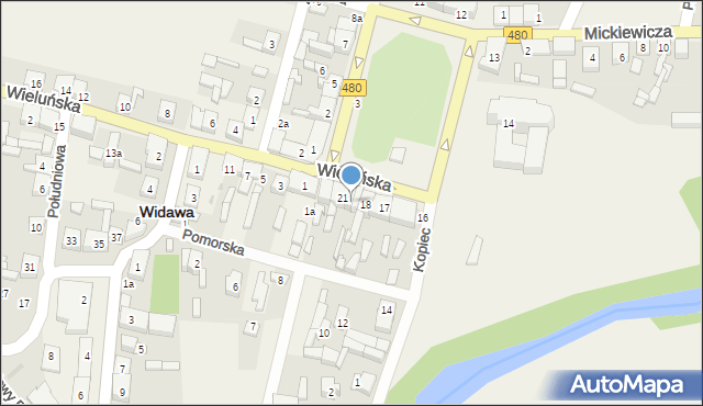 Widawa, Rynek Kościuszki Tadeusza, gen., 20, mapa Widawa