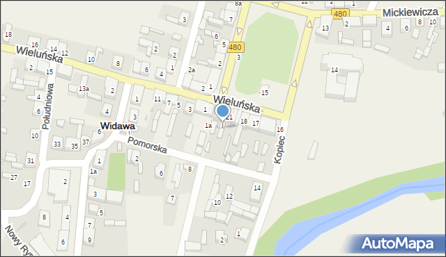 Widawa, Rynek Kościuszki Tadeusza, gen., 22, mapa Widawa