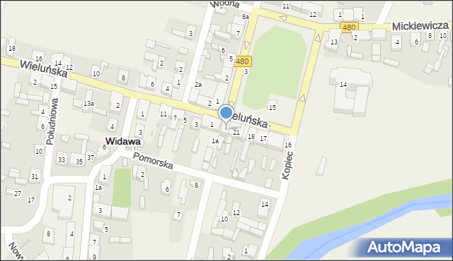 Widawa, Rynek Kościuszki Tadeusza, gen., 23, mapa Widawa