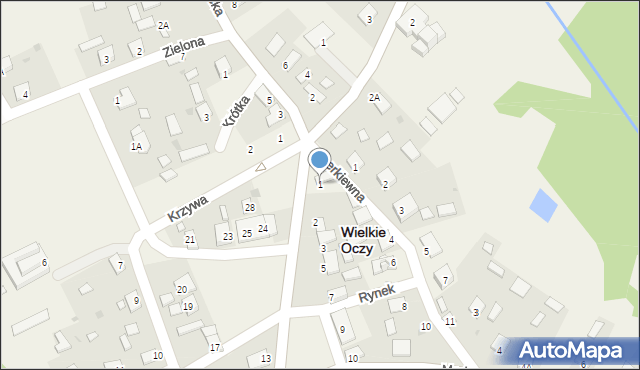 Wielkie Oczy, Rynek, 1, mapa Wielkie Oczy