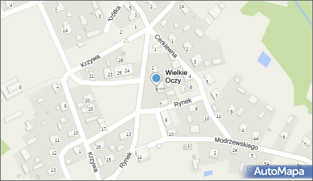 Wielkie Oczy, Rynek, 5, mapa Wielkie Oczy