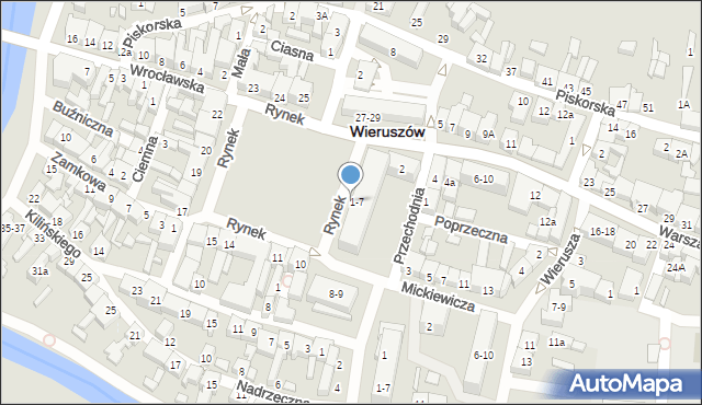 Wieruszów, Rynek, 1/7, mapa Wieruszów