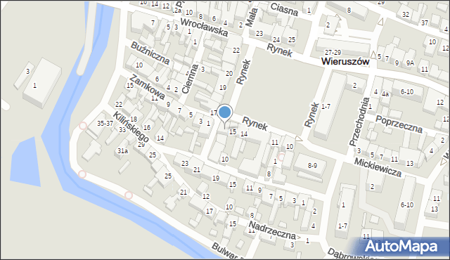 Wieruszów, Rynek, 16, mapa Wieruszów