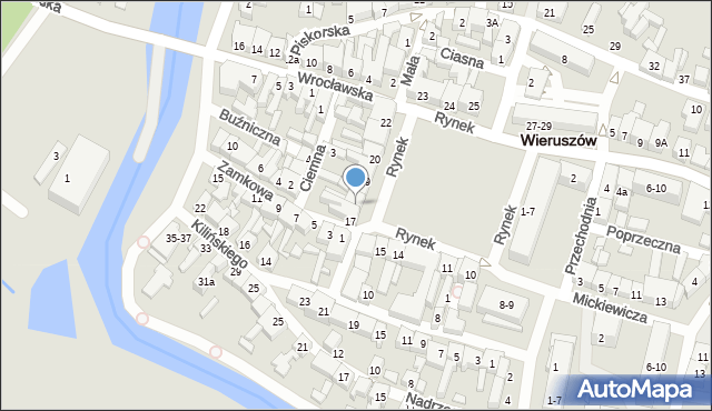 Wieruszów, Rynek, 18, mapa Wieruszów