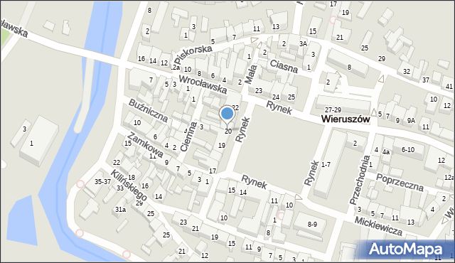 Wieruszów, Rynek, 20, mapa Wieruszów