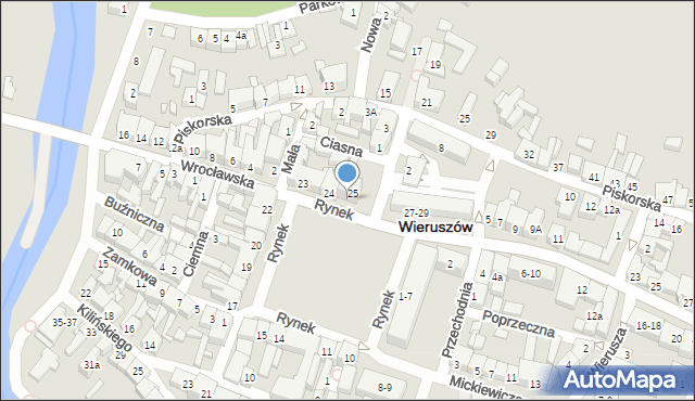 Wieruszów, Rynek, 33/34, mapa Wieruszów