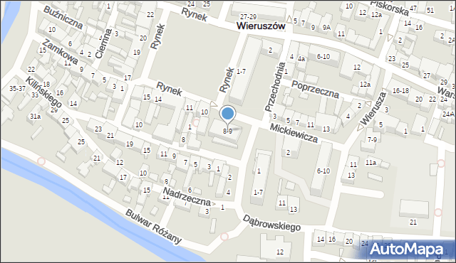 Wieruszów, Rynek, 8-9, mapa Wieruszów