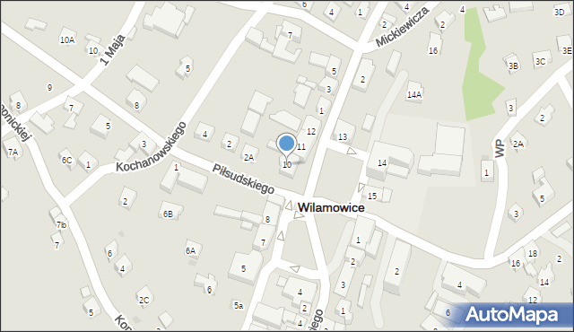 Wilamowice, Rynek, 10, mapa Wilamowice