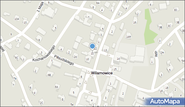 Wilamowice, Rynek, 11, mapa Wilamowice