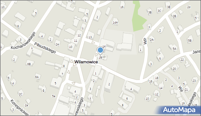 Wilamowice, Rynek, 15, mapa Wilamowice