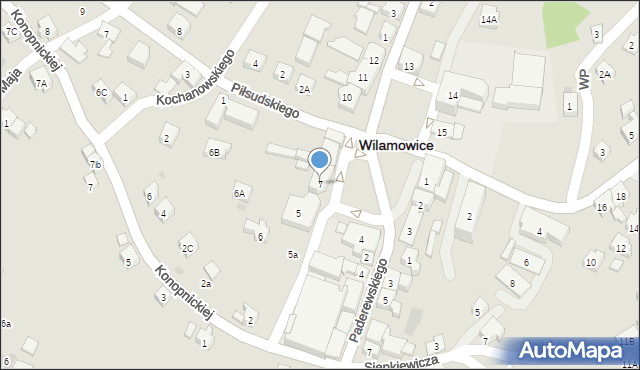 Wilamowice, Rynek, 7, mapa Wilamowice