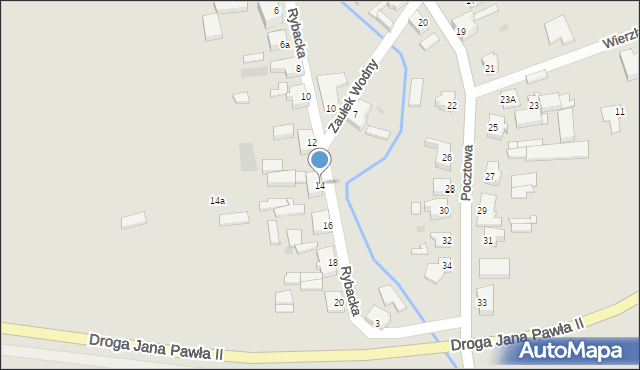 Witnica, Rybacka, 14, mapa Witnica