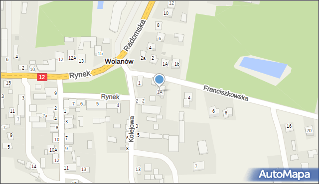 Wolanów, Rynek, 1A, mapa Wolanów