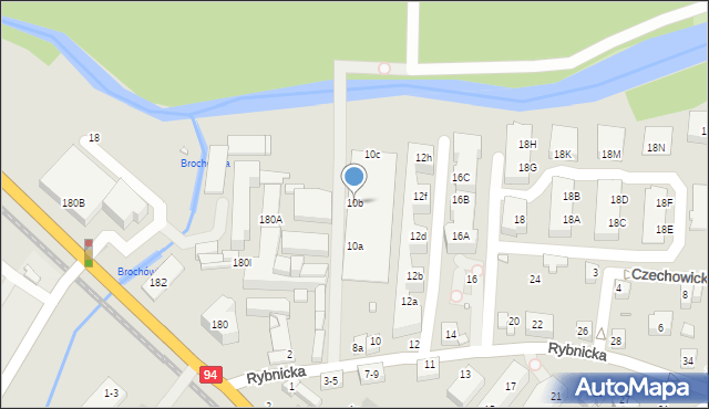 Wrocław, Rybnicka, 10b, mapa Wrocławia