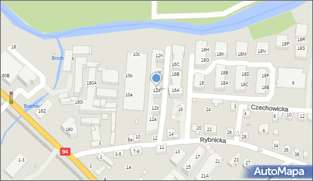 Wrocław, Rybnicka, 12d, mapa Wrocławia