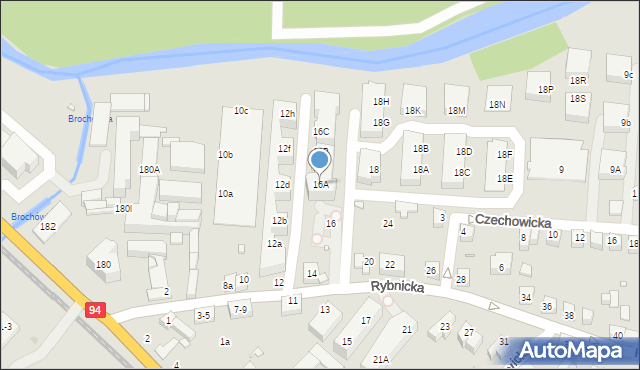 Wrocław, Rybnicka, 16A, mapa Wrocławia