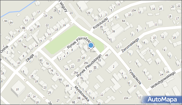 Wysokie Mazowieckie, Rynek Piłsudskiego Józefa, marsz., 16, mapa Wysokie Mazowieckie