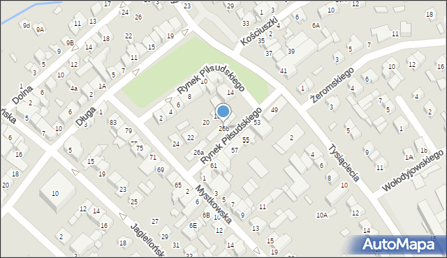 Wysokie Mazowieckie, Rynek Piłsudskiego Józefa, marsz., 26b, mapa Wysokie Mazowieckie