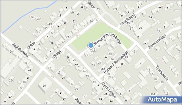 Wysokie Mazowieckie, Rynek Piłsudskiego Józefa, marsz., 4, mapa Wysokie Mazowieckie