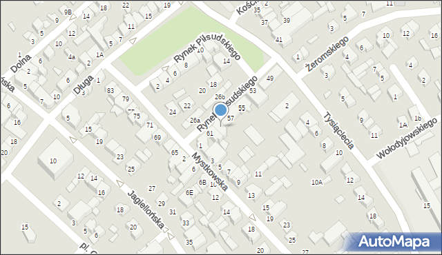 Wysokie Mazowieckie, Rynek Piłsudskiego Józefa, marsz., 59, mapa Wysokie Mazowieckie