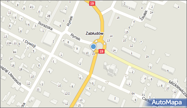 Zabłudów, Rynek, 11, mapa Zabłudów